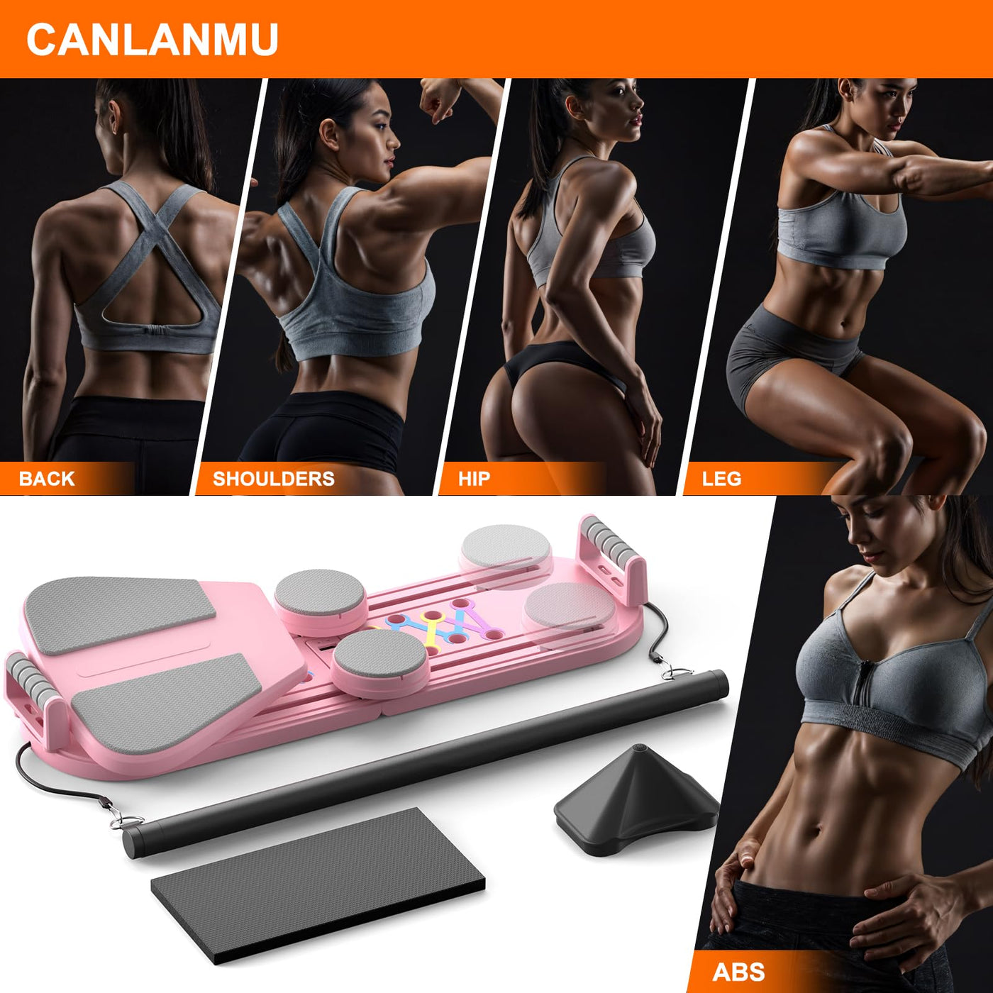 Pink Ab Core Trainer Machine - multifunctional ab board suitable for strength training and fitness routines.