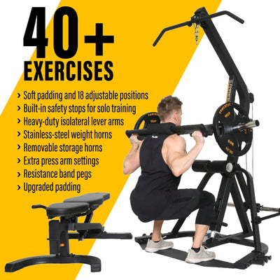 Powertec Fitness Workbench LeverGym - Workout Bench, 500 LB Weight Capacity, Black - Gym Equipment for Home - Adjustable Full Body Workout Machine - Dreamchaser Headquarters