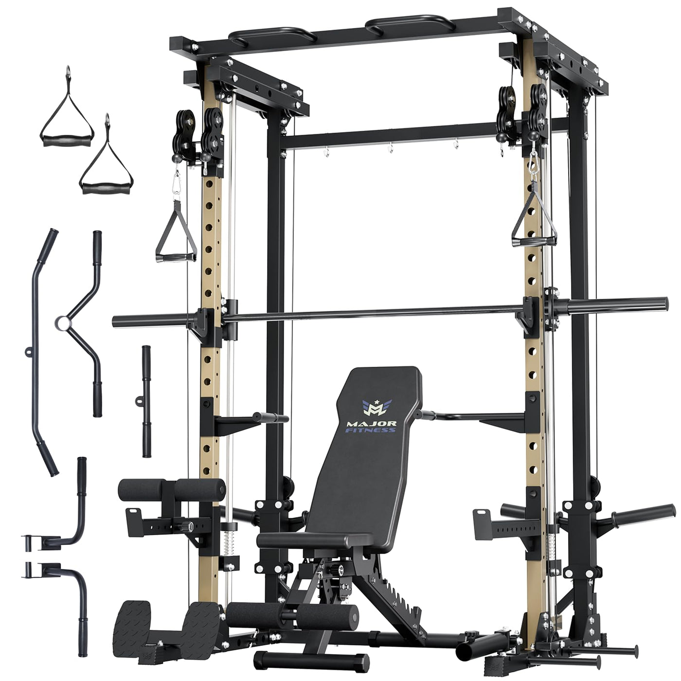 Major Fitness Drone3 Machine – All-in-One Home Gym Squat Rack with Weight Bar, Cable Crossover Machine - Dreamchaser Headquarters