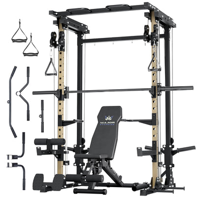 Major Fitness Drone3 Machine – All-in-One Home Gym Squat Rack with Weight Bar, Cable Crossover Machine - Dreamchaser Headquarters