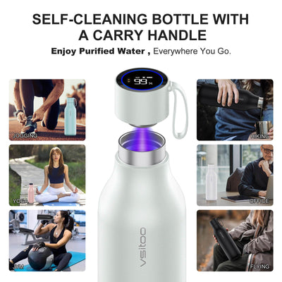 VSITOO 33 oz Smart Self-Cleaning Water Bottle,Stainless Steel Vacuum Flask,BPA-Free, One-Touch Clean,30-Day Battery, Magnetic Charging,Portable Bottle for Travel,Gym or Office,Black - Dreamchaser Headquarters
