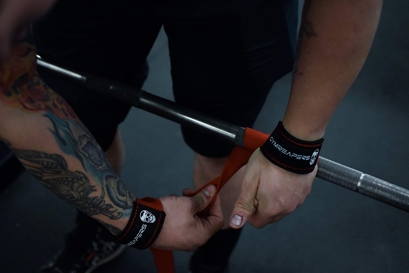Athlete showcasing the comfort and support of Gymreapers weightlifting wrist straps during a training session.