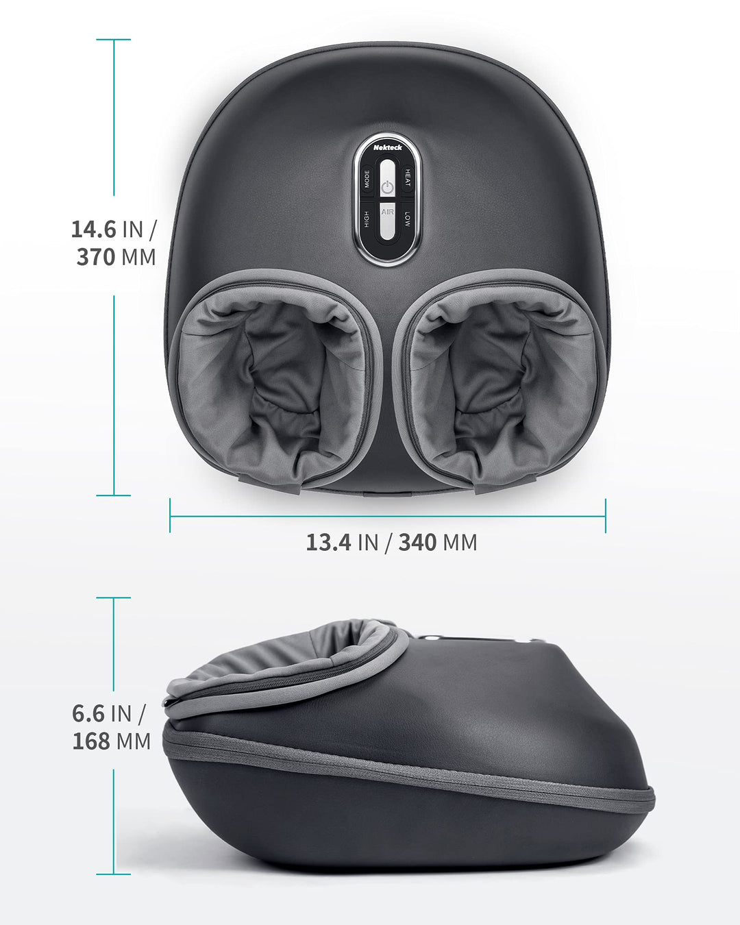 Nekteck foot massager demonstrating the heat function to enhance the deep tissue foot therapy experience.