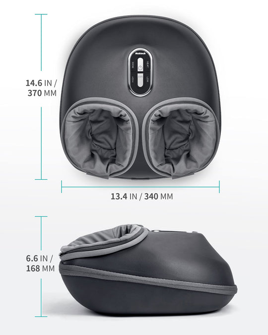 Nekteck foot massager demonstrating the heat function to enhance the deep tissue foot therapy experience.
