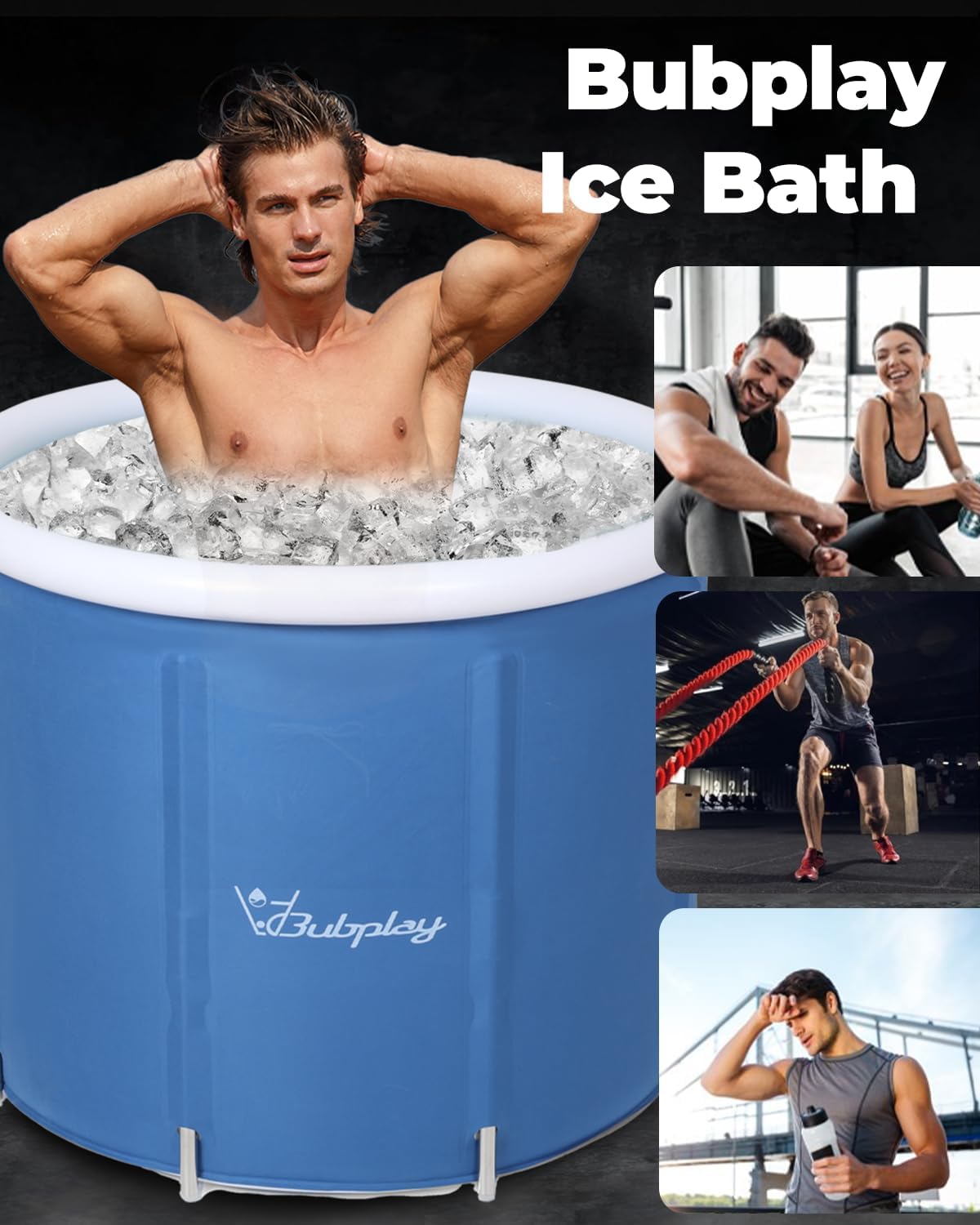 XL Ice Bath Tub positioned for a perfect cold plunge, demonstrating its spacious interior for comfort.