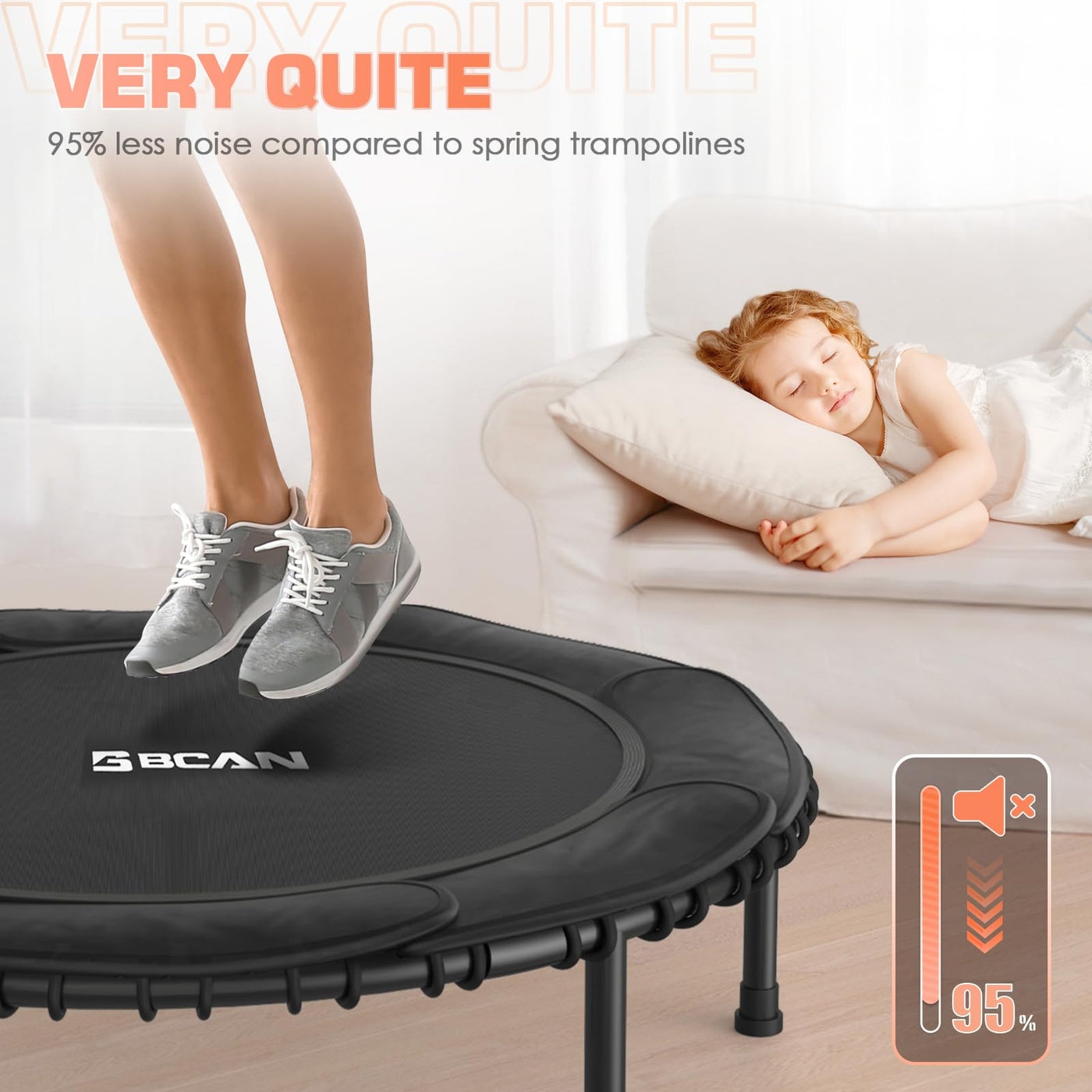 BCAN 40" Fitness Trampoline With Handle - Adjustable Foam, 450 LBS Capacity, Portable & Quiet - Green - Dreamchaser Headquarters