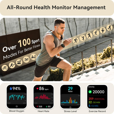 Smart Watch for Women Men, Smartwatch for iPhone & Android Bluetooth (Answer/Call) Built-in Alexa, 1.91" HD Fitness Tracker with 105+ Sport Modes, IP68 Waterproof, Sleep/Heart Rate/SpO2/Stress Monitor - Dreamchaser Headquarters