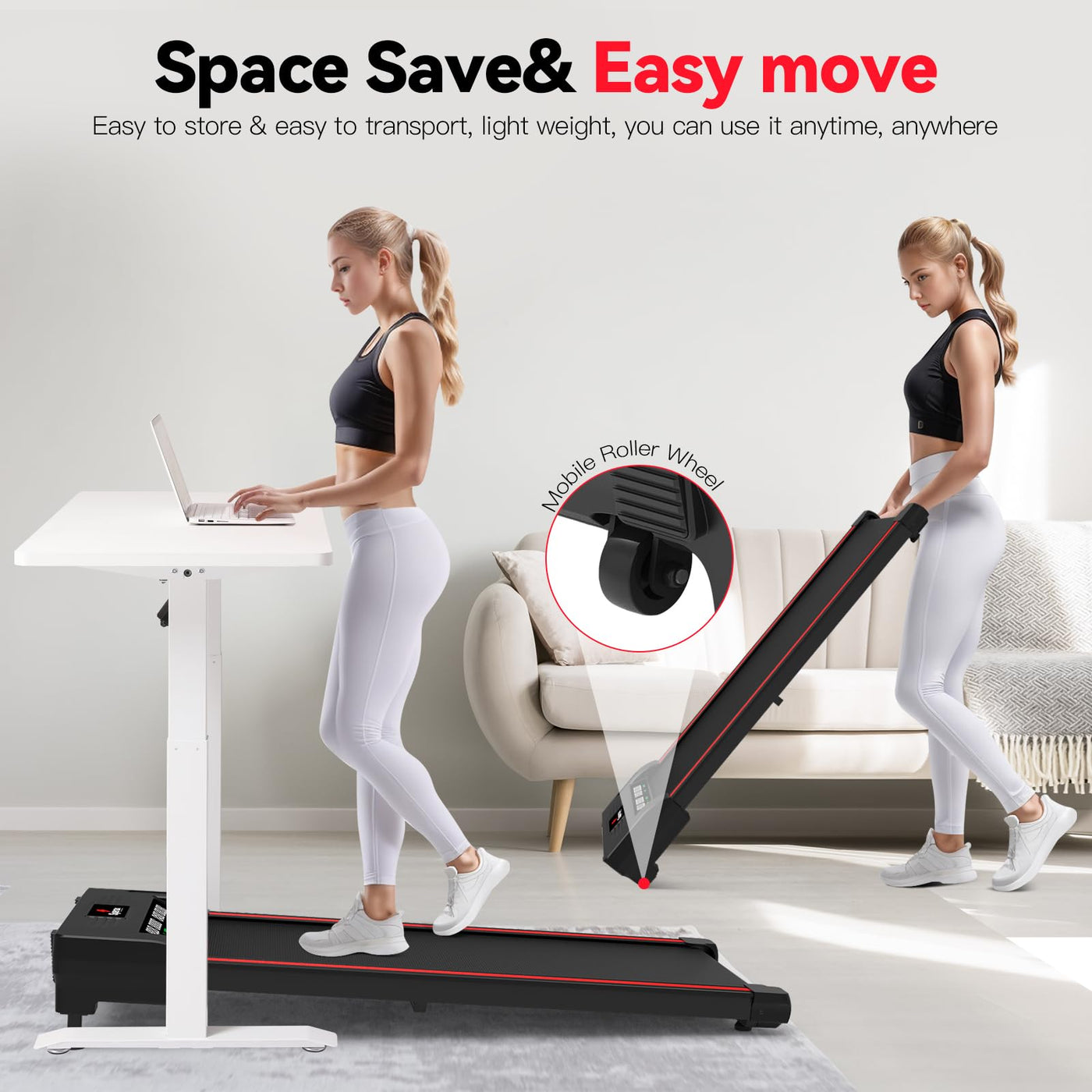 User enjoying a workout on the Walking Pad Treadmill, great for a portable treadmill for home fitness.