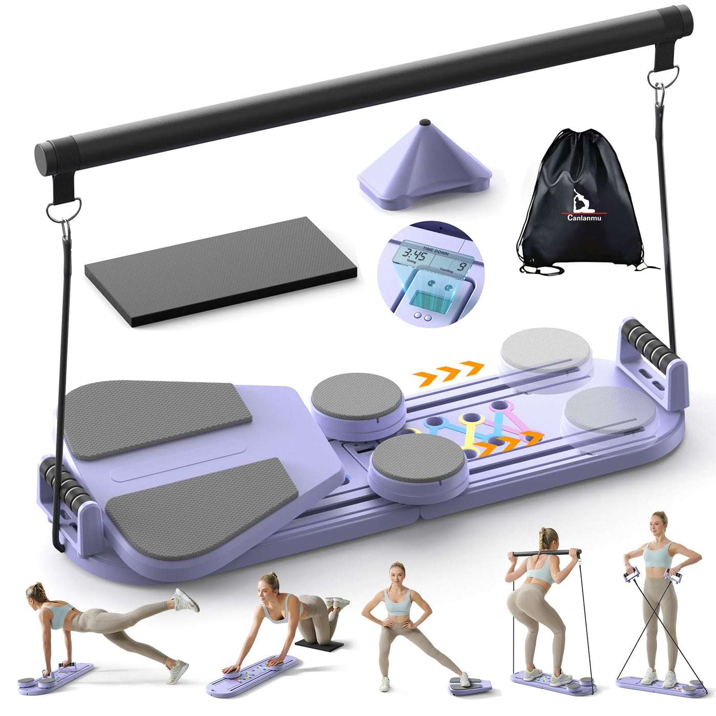 High capacity Pilates board - multifunctional ab board that supports up to 330 lbs for all users.