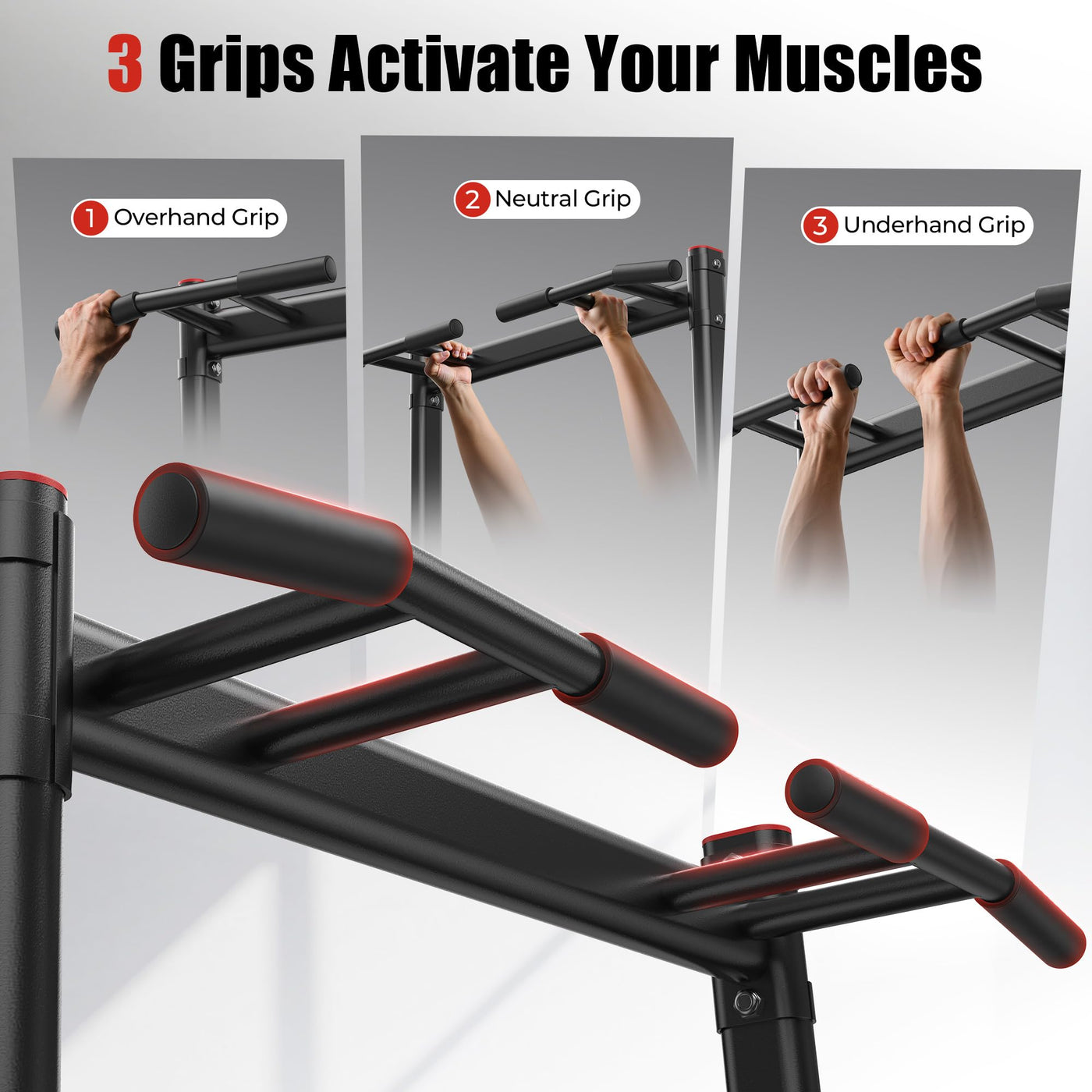 Sportsroyals Power Tower's diverse exercise options including the pull up bar for home gym enthusiasts.