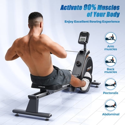 Close-up of the cushion seat on the YOSUDA Magnetic Rowing Machine for user comfort.