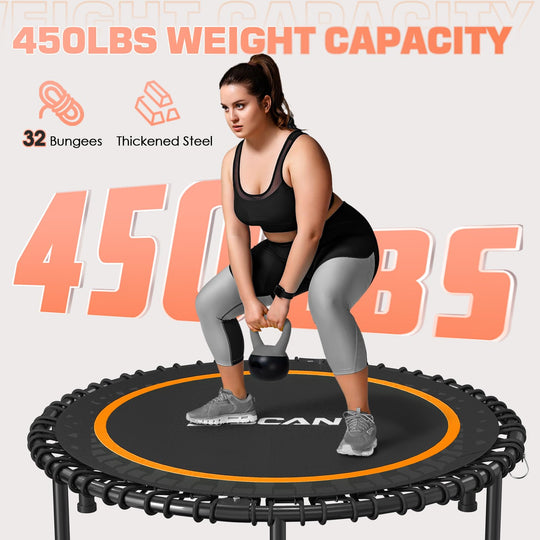 BCAN 40" Fitness Trampoline With Handle - Adjustable Foam, 450 LBS Capacity, Portable &amp; Quiet - Green - Dreamchaser Headquarters
