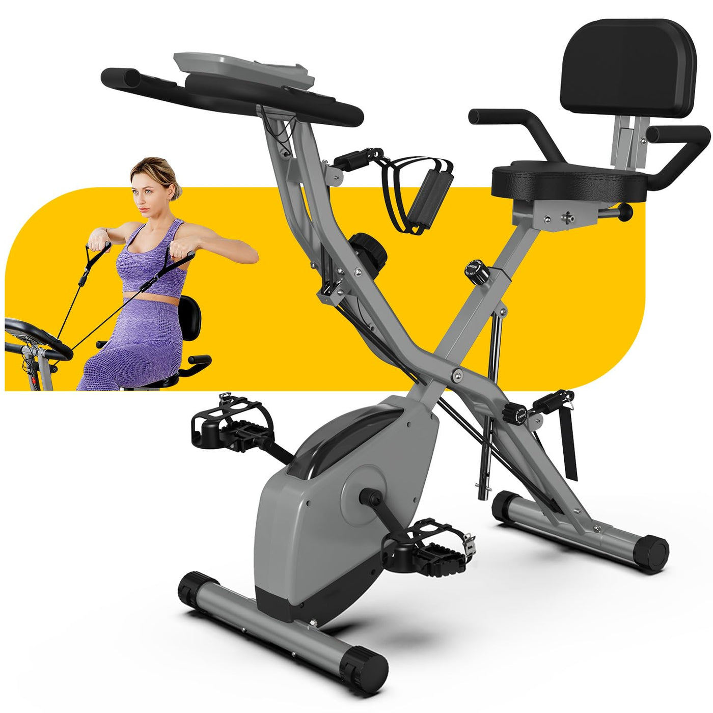 Foldable Exercise Bike 5 IN 1 with 16-Level Magnetic Resistance, Silent 20dB Operation & 300LB Capacity - Dreamchaser Headquarters
