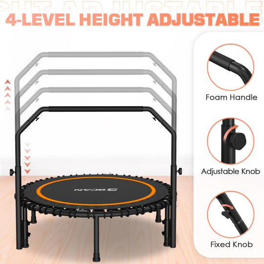 BCAN 40" Fitness Trampoline With Handle - Adjustable Foam, 450 LBS Capacity, Portable &amp; Quiet - Green - Dreamchaser Headquarters