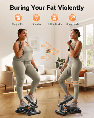 Niceday hydraulic fitness stepper with resistance bands, ideal for effective cardio workouts and fat burning at home.