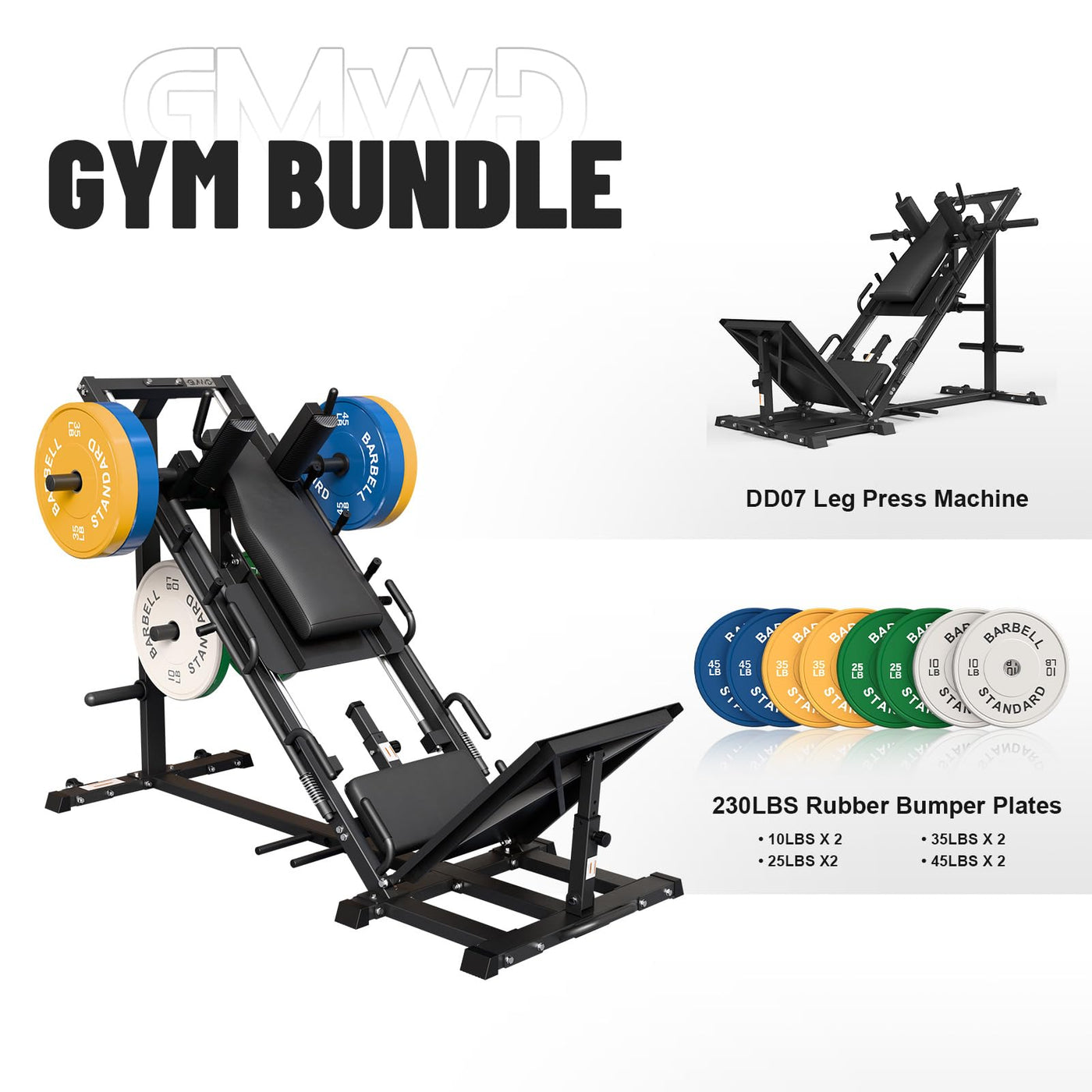 GMWD Leg Press Hack Squat Machine Combo, Leg Press Machine with Linear Bearing, Lower Body with Weight Storage for Quads, Hamstring, Glutes, Home Gym Exercise Equipment - Dreamchaser Headquarters