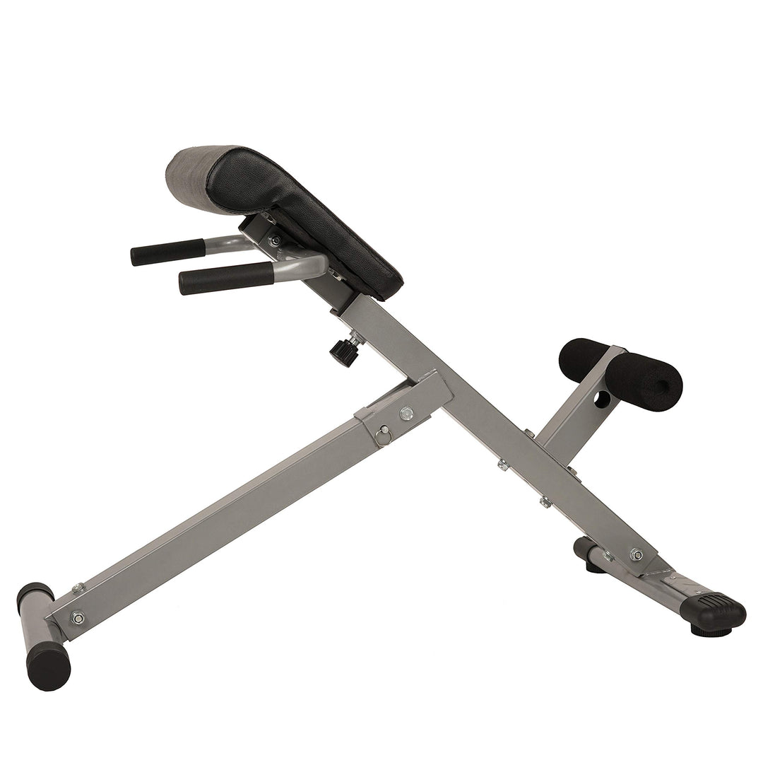 Sunny Health &amp; Fitness 45-Degree Hyperextension Roman Chair with Adjustable Height and Back, Glute, Hamstring, and Ab Workouts Foldable Sit Up Gym Bench for Home, Gray - SF-BH6629 - Dreamchaser Headquarters