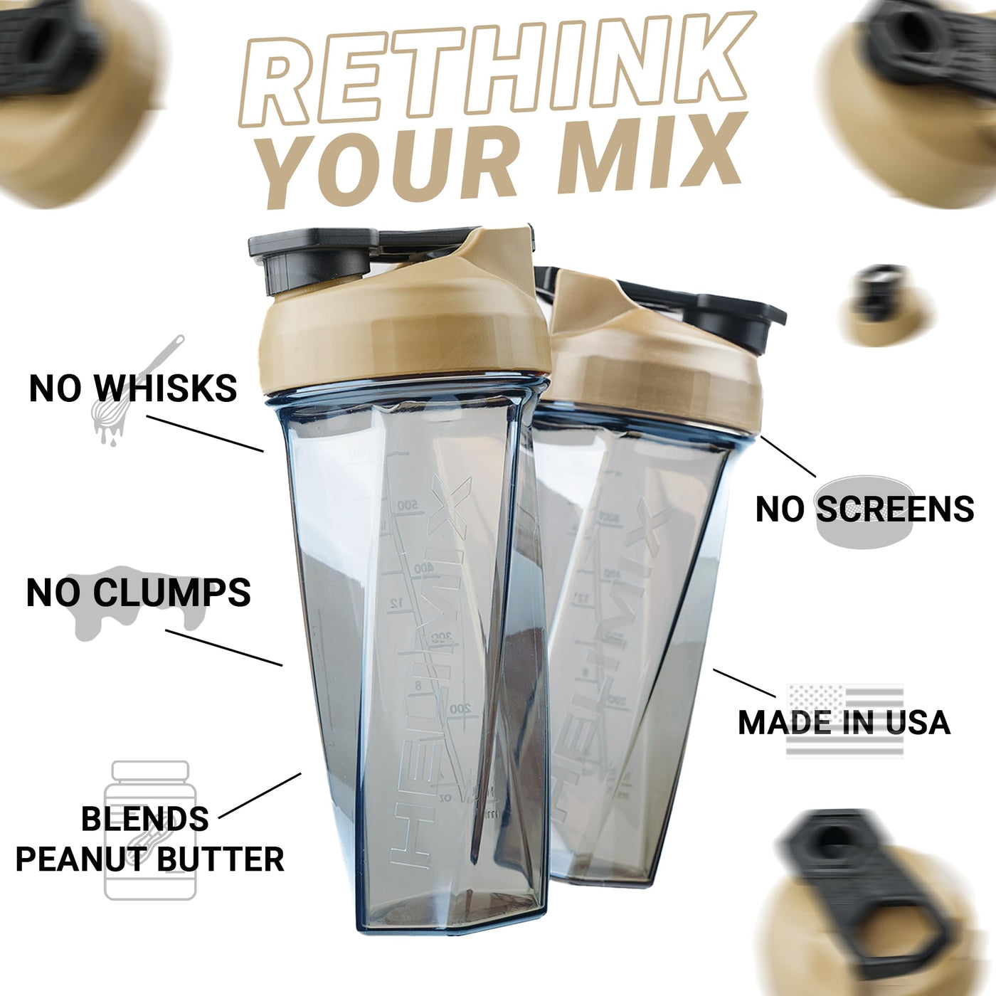 HELIMIX 2.0 portable blender bottle, highlighting its vibrant color options for personal style.