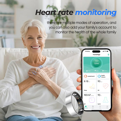Smart Health Ring for Women & Men Fitness Tracker with Heart Rate, Blood Pressure,Blood Oxygen,Step Counting, Sleep Monitoring,IP68 Waterproof for iPhone and Android, No Subscription Fee (Black, 9) - Dreamchaser Headquarters