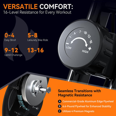 Foldable exercise bike designed for small spaces, perfect for home use.