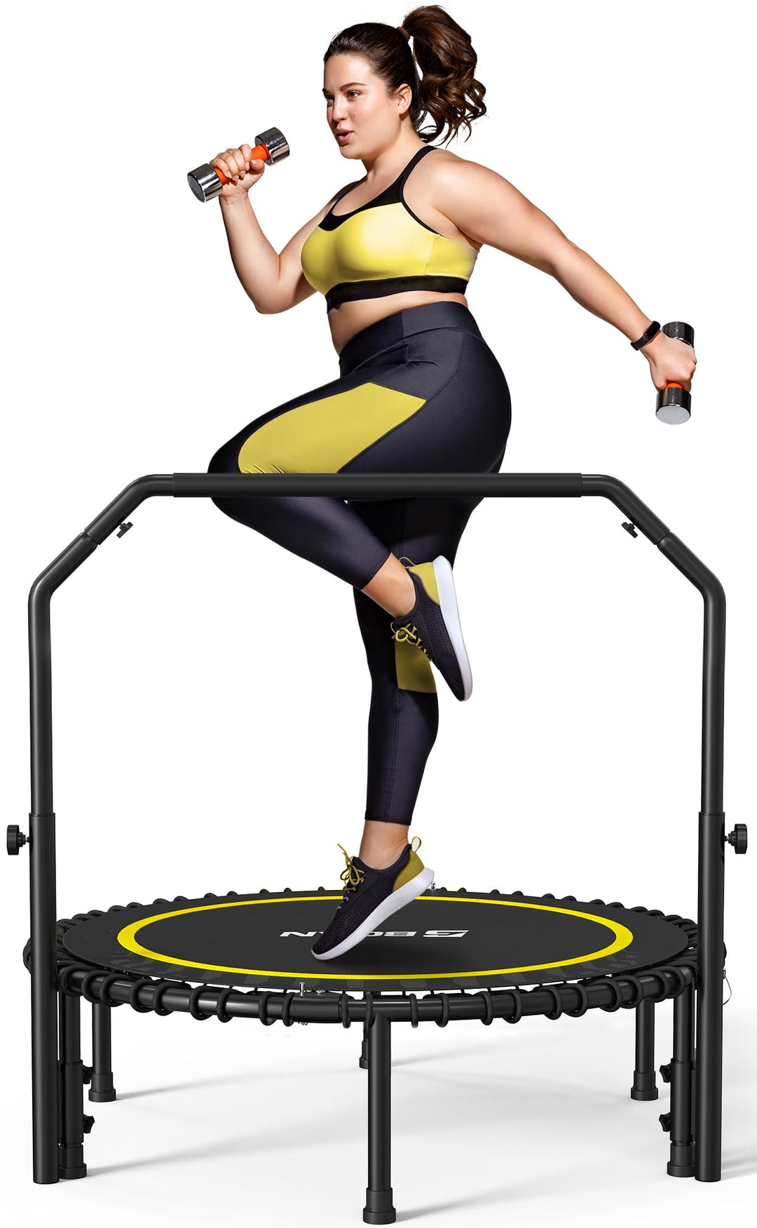 BCAN 40" Fitness Trampoline With Handle - Adjustable Foam, 450 LBS Capacity, Portable &amp; Quiet - Green - Dreamchaser Headquarters