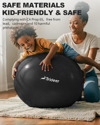 Image showcasing Trideer Yoga Ball, focusing on its multi-scenario uses as an exercise ball for therapy and balance.