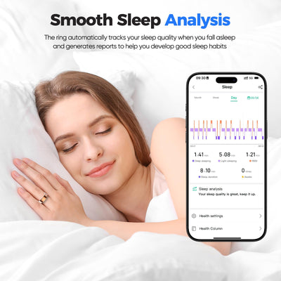 Smart Health Ring for Women & Men Fitness Tracker with Heart Rate, Blood Pressure,Blood Oxygen,Step Counting, Sleep Monitoring,IP68 Waterproof for iPhone and Android, No Subscription Fee (Black, 9) - Dreamchaser Headquarters