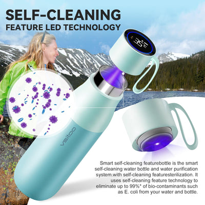 VSITOO 33 oz Smart Self-Cleaning Water Bottle,Stainless Steel Vacuum Flask,BPA-Free, One-Touch Clean,30-Day Battery, Magnetic Charging,Portable Bottle for Travel,Gym or Office,Black - Dreamchaser Headquarters