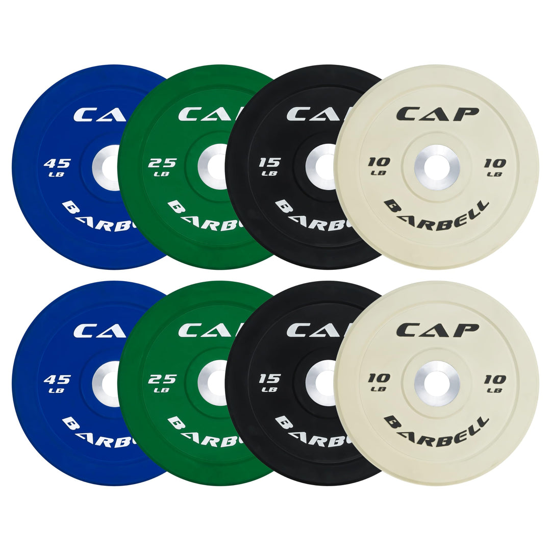 CAP Olympic Bumper Plate Weight Set 100–370LB for Home Gyms
