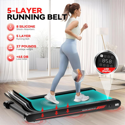 Walking on the Walking Pad Treadmill, a versatile portable treadmill for home exercise.