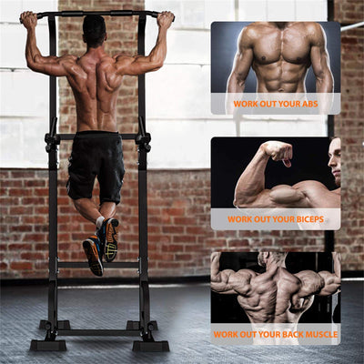 Comfort-focused design of the Sportsroyals Power Tower, highlighting the pull up bar for home gym workouts.