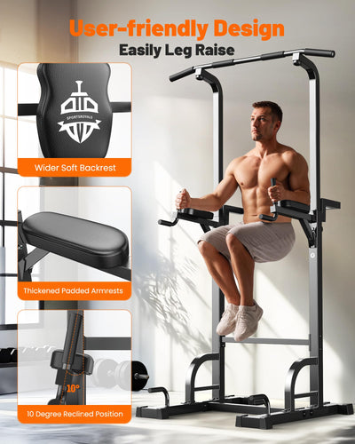 Compact Sportsroyals Power Tower showcasing the pull up bar for home gym, perfect for small spaces.
