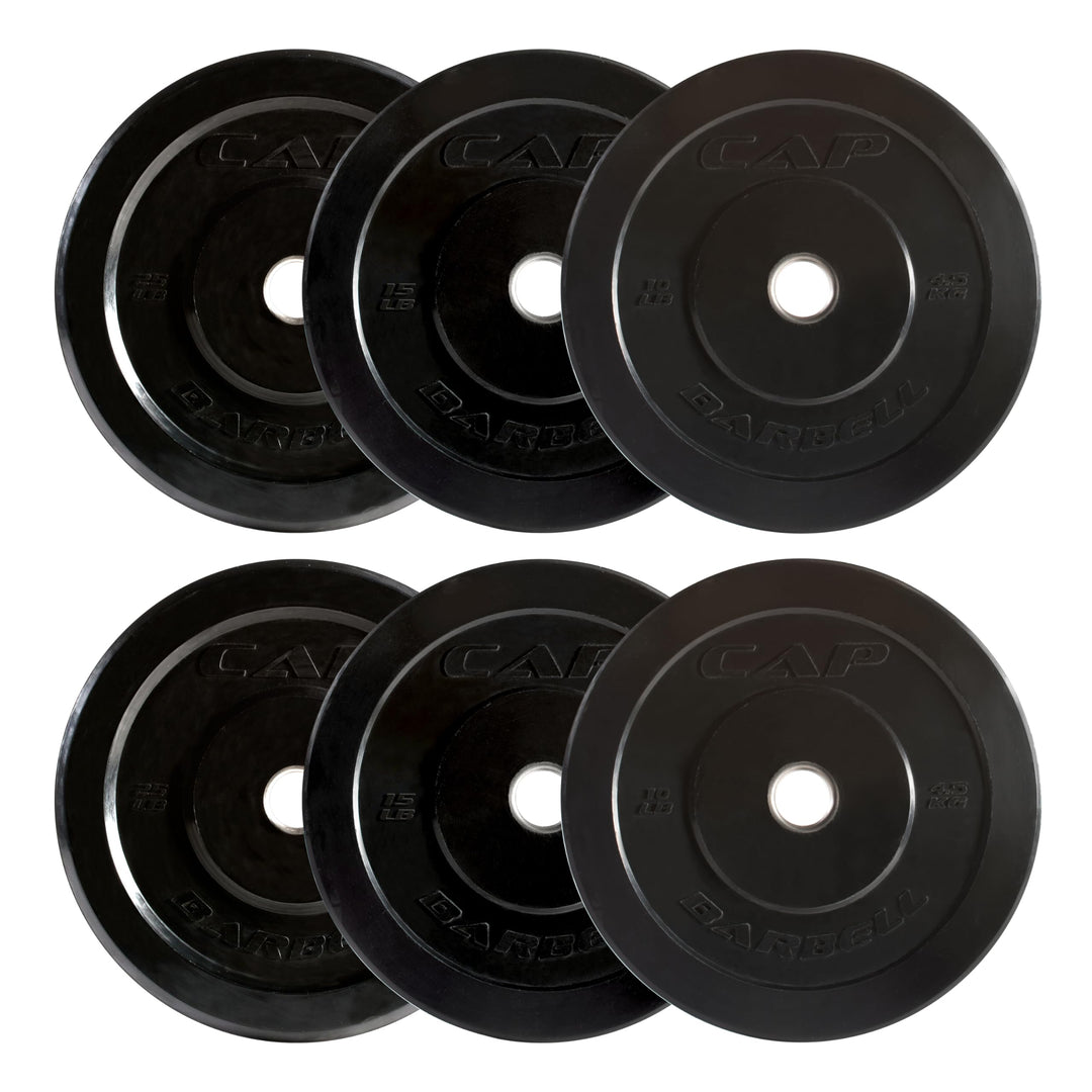 CAP Olympic Bumper Plate Weight Set 100–370LB for Home Gyms