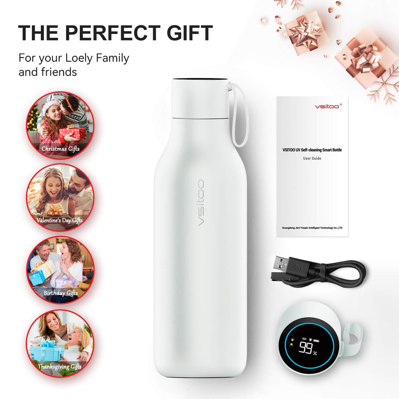 VSITOO 33 oz Smart Self-Cleaning Water Bottle,Stainless Steel Vacuum Flask,BPA-Free, One-Touch Clean,30-Day Battery, Magnetic Charging,Portable Bottle for Travel,Gym or Office,Black - Dreamchaser Headquarters