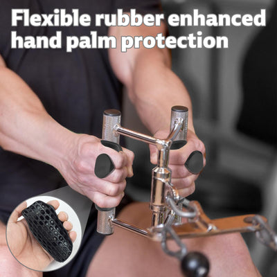 Original Weight Lifting Grips in use during strength training, highlighting the rubber material for no-slip performance.