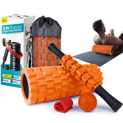 Krightlink 5 in1 Foam Roller Set for Deep Tissue Muscle Massage, High Density Fitness Exercise Foam Roller, Massage Roller, Massage Ball - Dreamchaser Headquarters