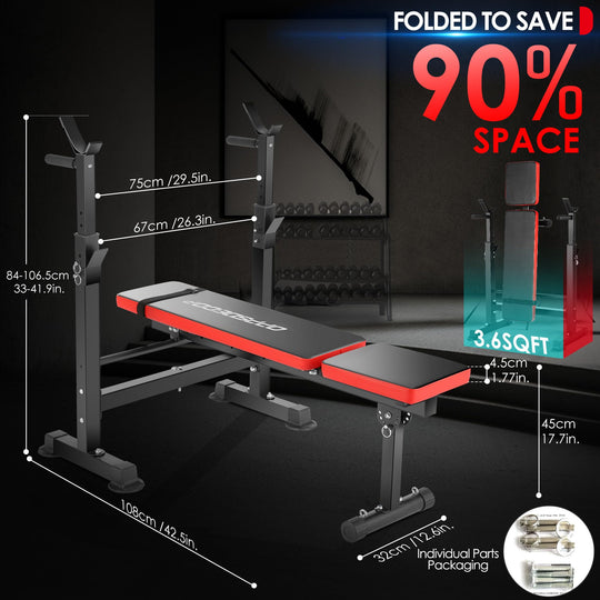 Wide range of exercises possible with OPPSDECOR 660lbs Weight Bench Set, showcasing its functionality as home gym equipment.