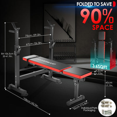 Wide range of exercises possible with OPPSDECOR 660lbs Weight Bench Set, showcasing its functionality as home gym equipment.