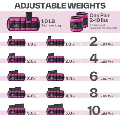 Sportneer Adjustable Weighted Ankle Weights Set 1 Pair 2 4 6 8 10 Lbs Leg Weight Straps for Women Men for Gym,Fitness, Workout,Walking, Jogging,1-5 lbs for Each Ankle, 1 Pair 2-10 lbs (Black) - Dreamchaser Headquarters