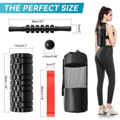 Krightlink 5 in1 Foam Roller Set for Deep Tissue Muscle Massage, High Density Fitness Exercise Foam Roller, Massage Roller, Massage Ball - Dreamchaser Headquarters