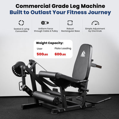 LIONSCOOL Leg Extension and Curl Machine V4.0, 1100lbs Capacity Adjustable Seated Leg Extension, Lying Leg Curl Bench, Cable Operated 2” Plate Loadable Lower Body Exercise Equipment for Home Gym - Dreamchaser Headquarters