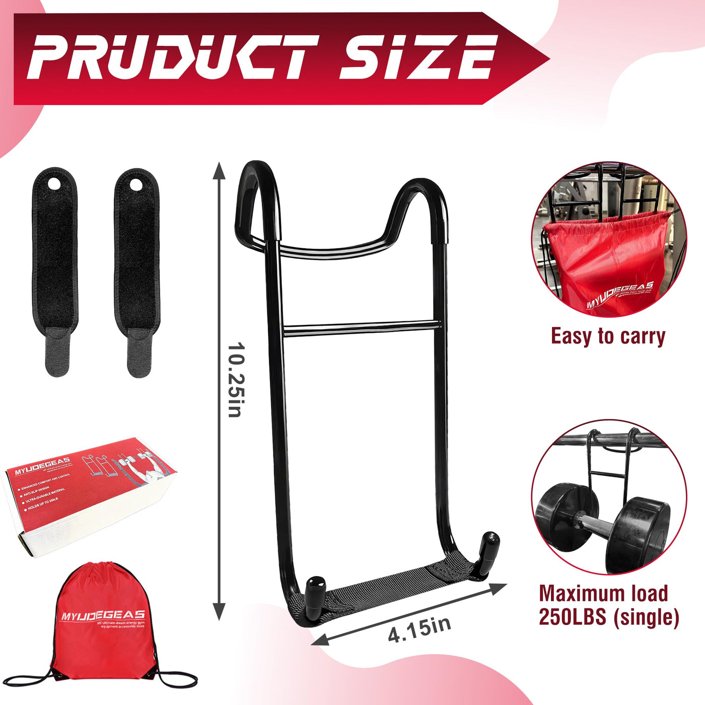 Durable Mad Spotter Pro 2.0 Dumbbell Hooks showcasing sturdy steel design, great for stable and safe bench press exercises.