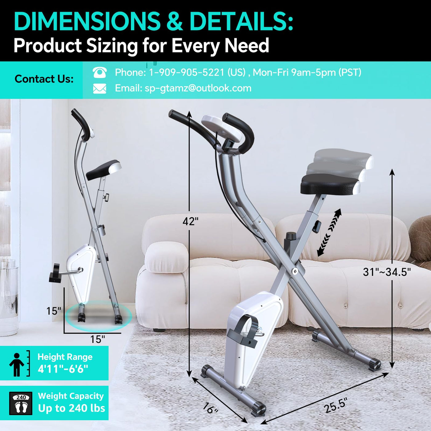 Foldable exercise bike showcasing its space-saving design for home gyms.