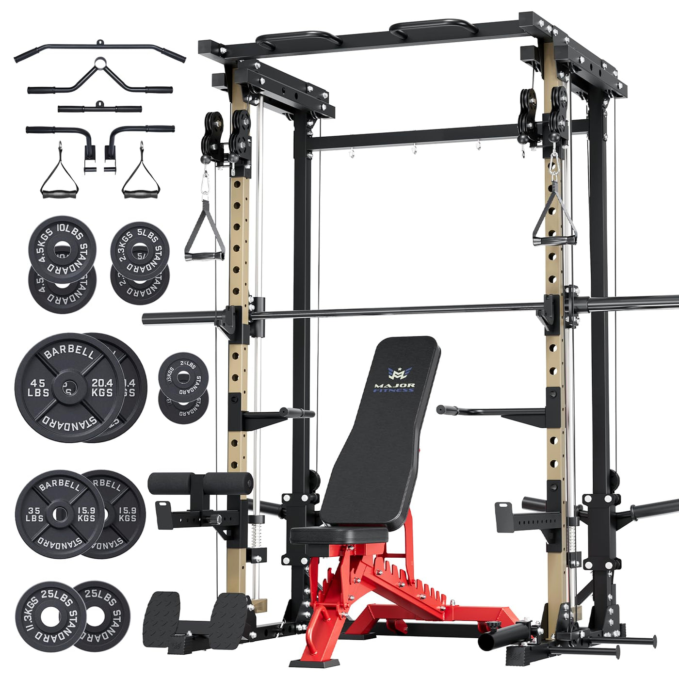 Major Fitness Drone3 Machine – All-in-One Home Gym Squat Rack with Weight Bar, Cable Crossover Machine - Dreamchaser Headquarters