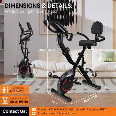 Foldable exercise bike assembly showcasing user-friendly installation process.