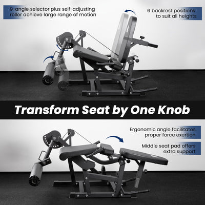 LIONSCOOL Leg Extension and Curl Machine V4.0, 1100lbs Capacity Adjustable Seated Leg Extension, Lying Leg Curl Bench, Cable Operated 2” Plate Loadable Lower Body Exercise Equipment for Home Gym - Dreamchaser Headquarters