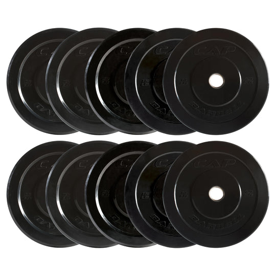 CAP Olympic Bumper Plate Weight Set 100–370LB for Home Gyms
