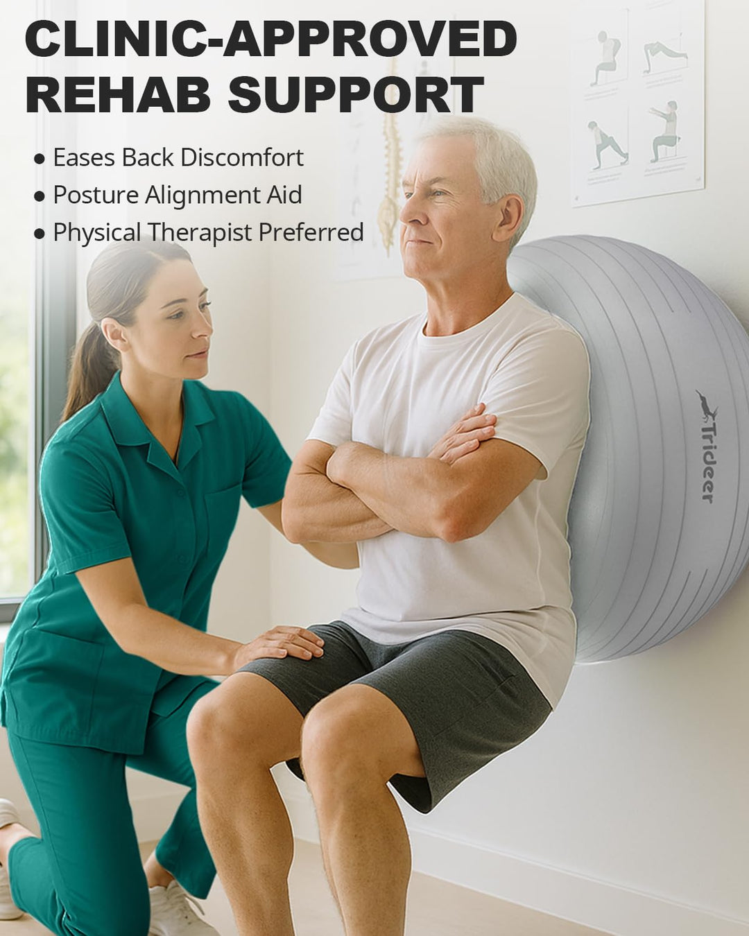 Trideer Exercise Ball for Therapy, Pregnancy &amp; Fitness - Non-Slip, Safe Design, Quick Pump Included, 5 Sizes - Dreamchaser Headquarters