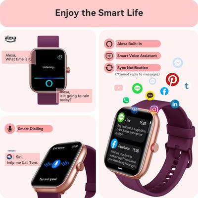 Smart Watch for Women Men, Smartwatch for iPhone & Android Bluetooth (Answer/Call) Built-in Alexa, 1.91" HD Fitness Tracker with 105+ Sport Modes, IP68 Waterproof, Sleep/Heart Rate/SpO2/Stress Monitor - Dreamchaser Headquarters