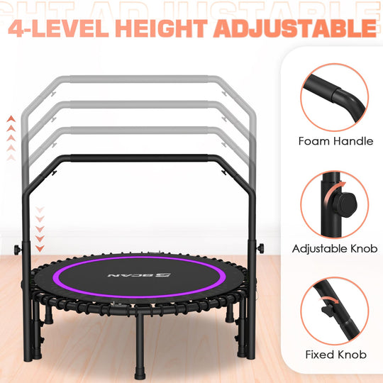 BCAN 40" Fitness Trampoline With Handle - Adjustable Foam, 450 LBS Capacity, Portable &amp; Quiet - Green - Dreamchaser Headquarters